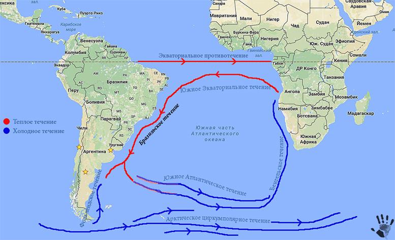 Холодные течения гвинейское. Гвианское бразильское течение. Течение бразильское течение на карте. Бразильское течение на контурной карте.